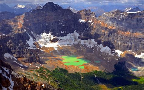 Wallpaper Mountains Lake Green Water Thawing Tops Height