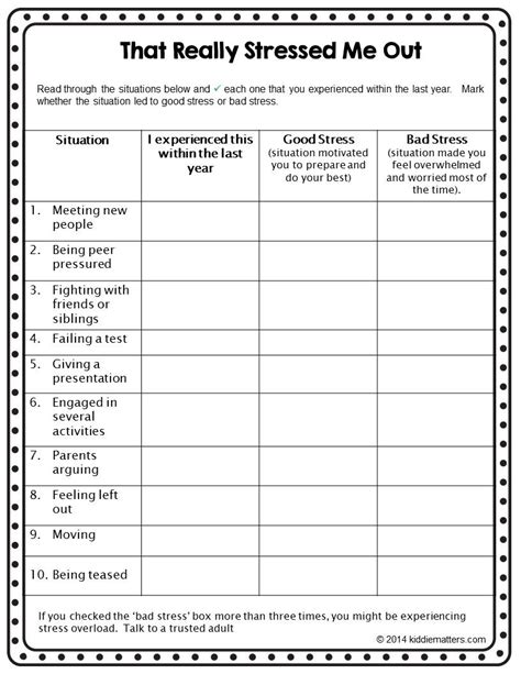 Free Printable Stress Worksheets