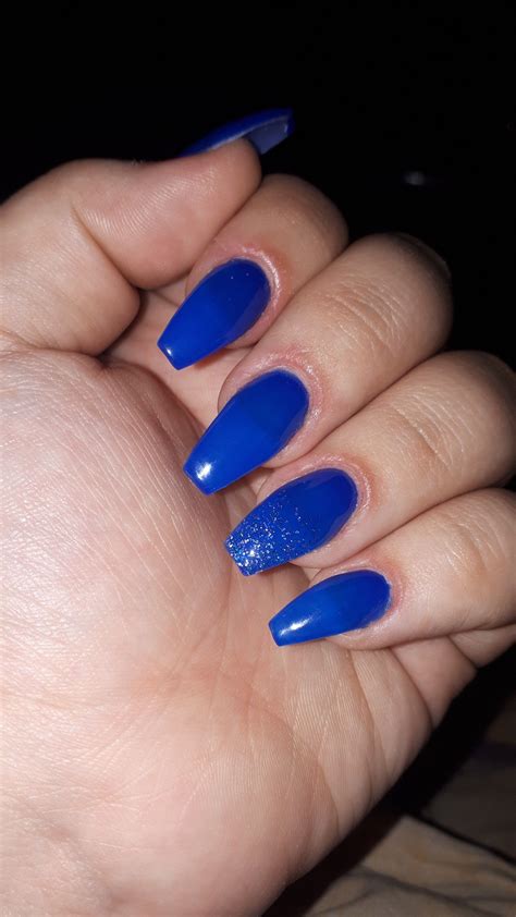 Royal Blue Coffin Acrylics Nails 💙 Royal Blue Nails Blue Nails