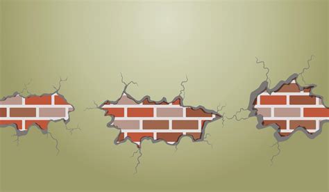 Cracked Brick Wall From Old House Construction With Vector Design