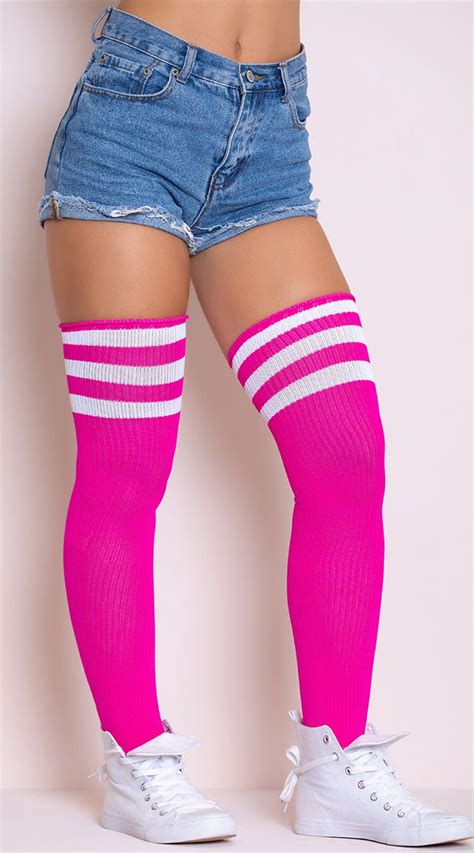 Athletic Striped Thigh Highs Striped Thigh High Socks