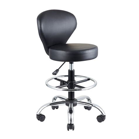 Klasika Drafting Chair Rolling Swivel Salon Stool With Back Support