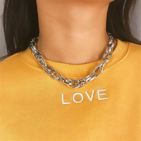 New Punk Vintage Chunky Heavy Thick Chain Choker Necklaces Women