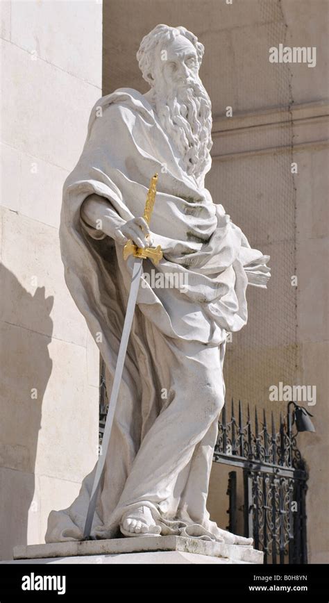 Statue Of The Apostle Paul Holding A Sword In Front Of The Salzburg Cathedral Salzburg Austria