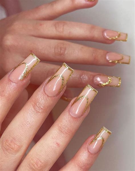 40 Modern French Style Nails To Be Wearing In 2022 Gold Glitter