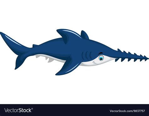 Cute Shark Saws Cartoon For You Design Royalty Free Vector