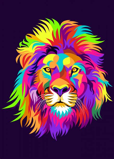 Lion Poster By Cholik Hamka Displate Colorful Lion Painting Lion
