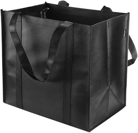 Reusable Grocery Tote Bags 6 Pack Black Hold 44 Lbs Large And Durable Heavy Duty Shopping