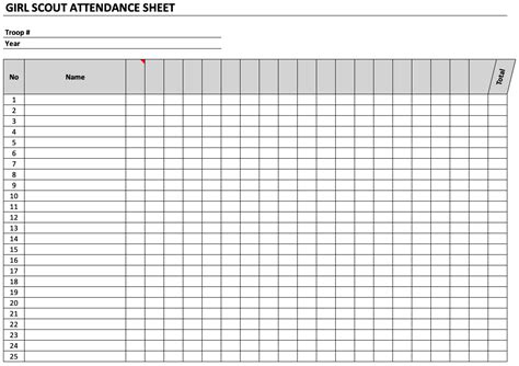 Girl Scout Attendance Sheet