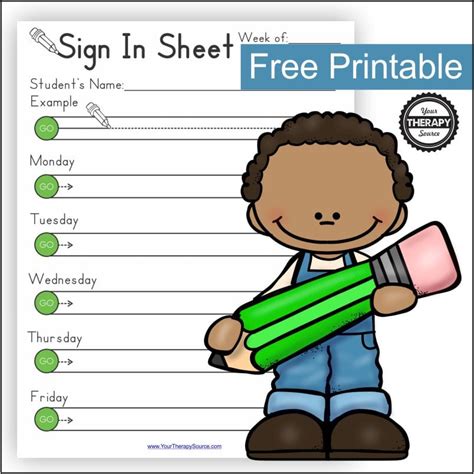 Free Preschool Sign In Sheet Developmentally Appropriate Your