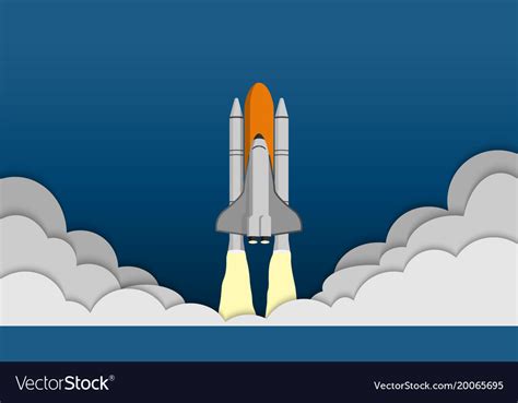 Space Shuttle Taking Off On The Mission Spaceship Vector Image
