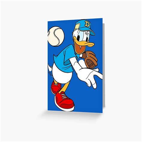 Donald Duck Playing Baseballdonald Duck Illustration Greeting Card