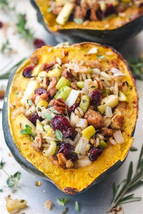 Vegetarian Stuffed Acorn Squash With Apple And Sausage