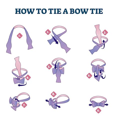 Premium Vector How To Tie A Bow Tie Explanation Steps Illustrated Scheme