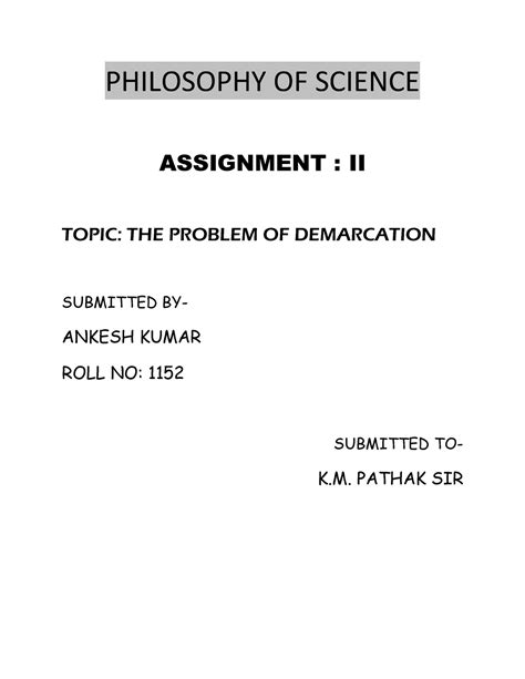 Problem Of Demarcation Philosophy Of Science Assignment Ii Topic