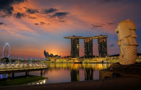 Wallpaper Sunset The City Singapore Singapore City Images For