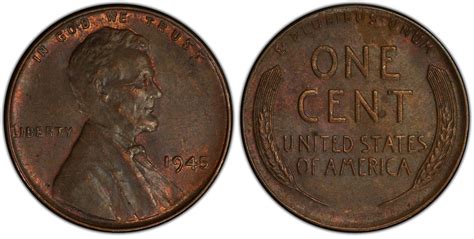 Images Of Lincoln Cent Wheat Reverse 1945 1c Bn Pcgs Coinfacts