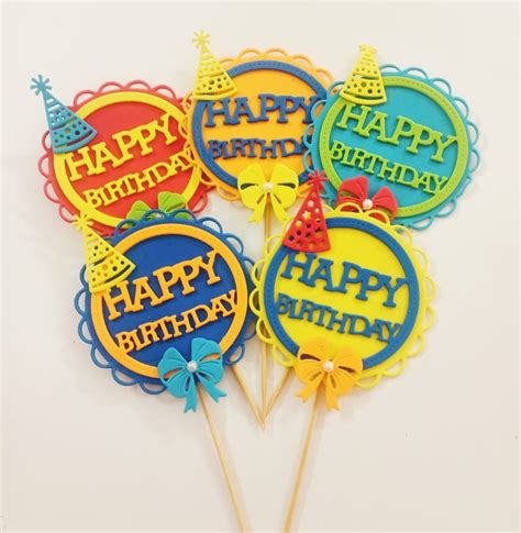 Round Multicolor Happy Birthday Paper Cake Topper Weight 80gm At Rs