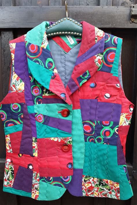 Patchwork Waistcoatvest Etsy Waistcoat Patchwork Outfits Vest