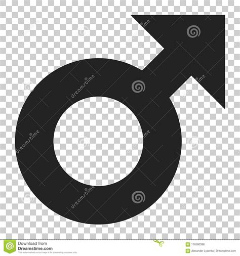 Male Sex Symbol Vector Icon In Flat Style Men Gender Illustration On