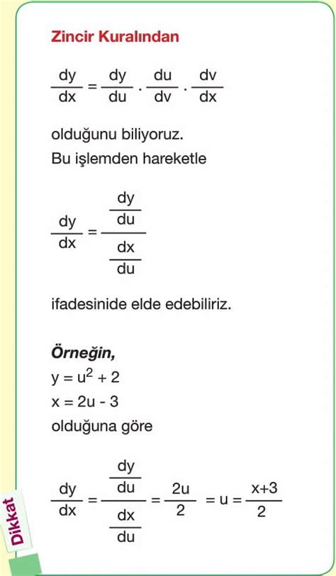 Türev zincir kuralı nedir formülü 3