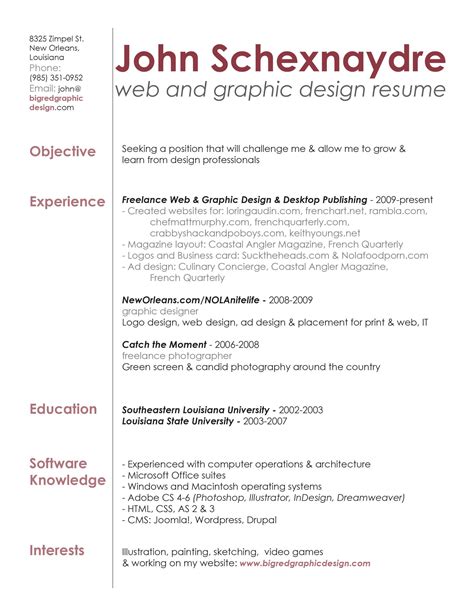 It's not surprising that for a graphic designer, computer programs he/she is able to use at a proficient level and technical skills he/she offers belong to the most important things. Fresher Graphic Designer Resume Format - BEST RESUME EXAMPLES