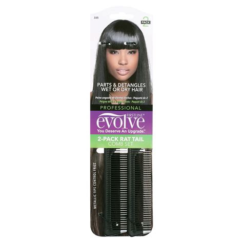 Firstline Evolve Rat Tail Combs Black 2 Ct