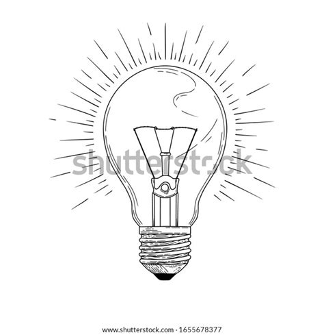 Sketch Lightbulb Isolated On White Background Stock Vector Royalty