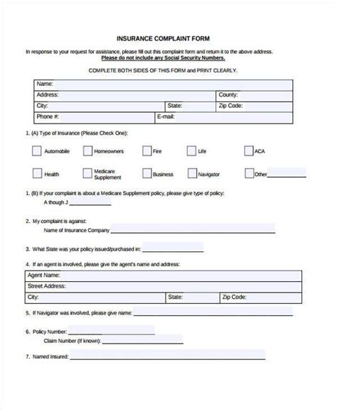 The insurance company should resolve your complaint within a reasonable time. FREE 7+ Sample Medical Complaint Forms in PDF | MS Word
