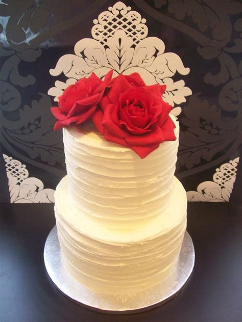 Buttercream Wedding Cake Silk Roses 425 • Temptation Cakes Temptation Cakes