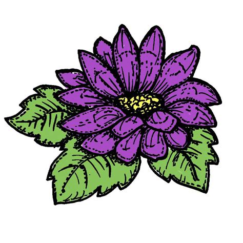 E 2380 3 Leaf Daisy Purple Daisy Design