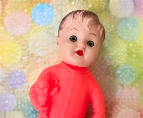 vintage squeak doll rubber doll squeaky toy collectible etsy