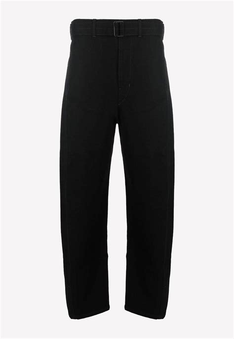 Lemaire Twisted Belted Wide Leg Pants In Black For Men Lyst