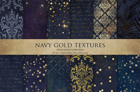 Navy Blue Gold Textures