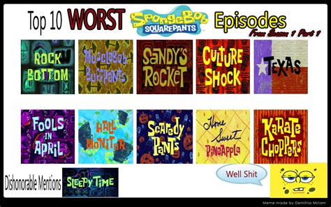 Top 10 Worst Spongebob Episodes From S1 Part 1 Old By Kouliousis On