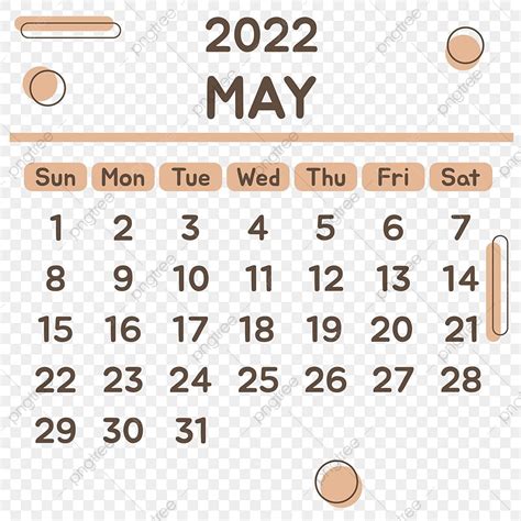 May Calendar Vector Design Images May 2022 Calendar Is Soft Brown