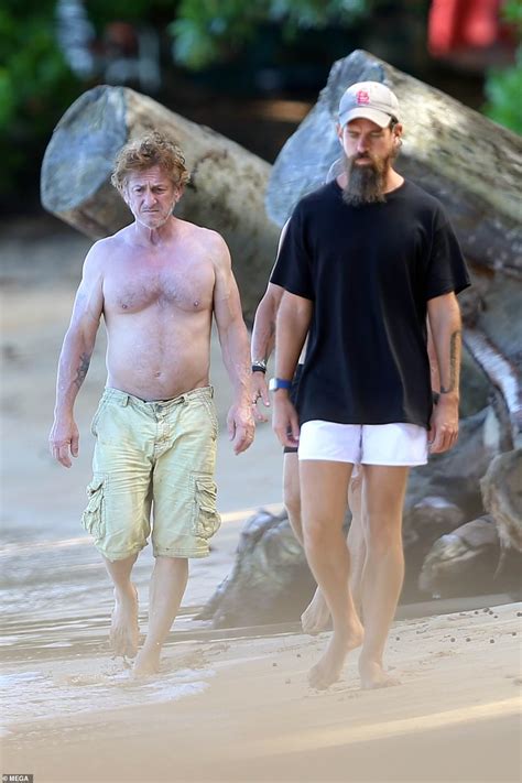 Twitter S Jack Dorsey And A Shirtless Sean Penn Take A Walk On The