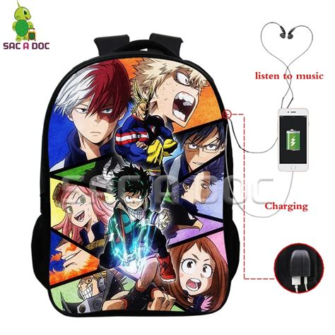 Anime My Hero Academia Deku Shoto Multifunction Backpack Usb Charging