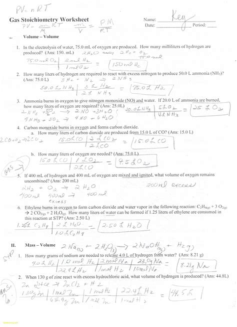 Stoichiometry Practice 1 Worksheets Answers