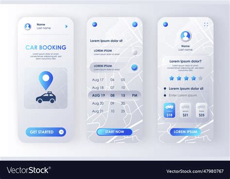 Car Booking Unique Neomorphic Design Kit For App Vector Image
