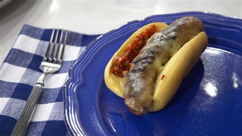 Italian Sausages With Provolone And Cherry Pepper Relish