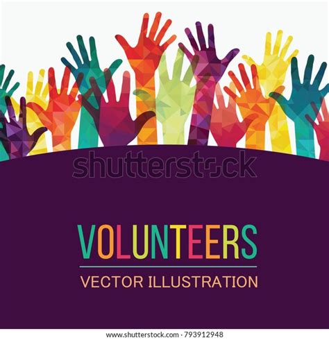 Colorful Hands Volunteers Vector Illustration Association Stock Vector