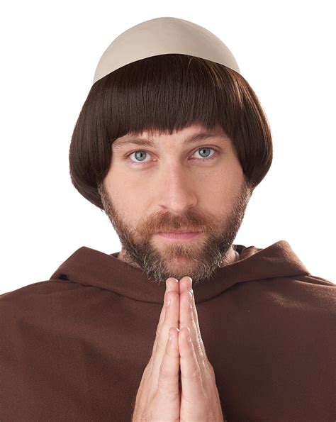 Medival Friar Wig With Bald Cap Costume Accessory