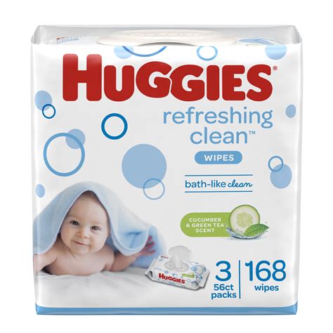Huggies Refreshing Clean Baby Wipes Disposable Soft Pack 3 Pack 168