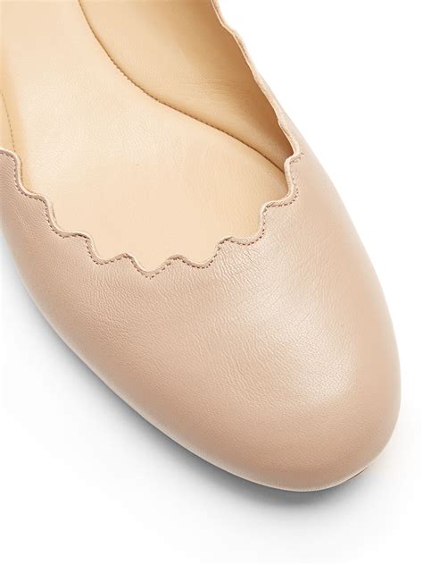 Click Here To Buy Chloé Lauren Scallop Edged Leather Flats At