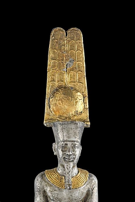 Gold Plated Silver Figure Of Amun Ra Detail Late Period 26th Dynasty The British Museum
