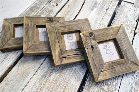 Small Frames Made Of Salvaged Pine Wood For Picture Frame Set Etsy