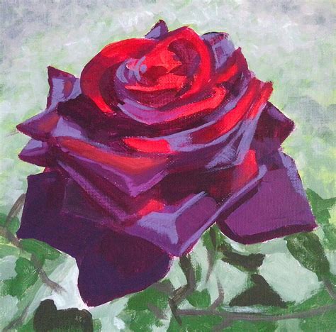 Dark Red Rose Painting By Angelina Sofronova Fine Art America
