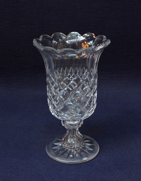 Diamond Cut Glass Celery Vase With Hollow Stem Denton Antiques