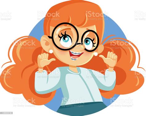 Cute Girl Wearing Braces Cartoon Character Stock Illustration